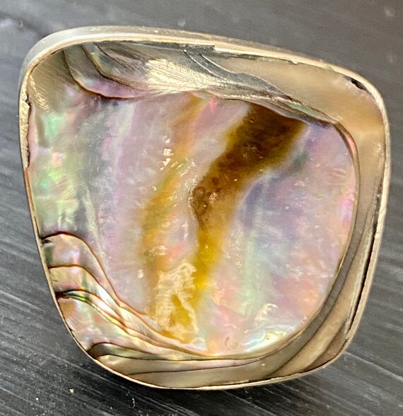 Silver Abalone Adjustable Ring / Silver / Abalone… - image 2