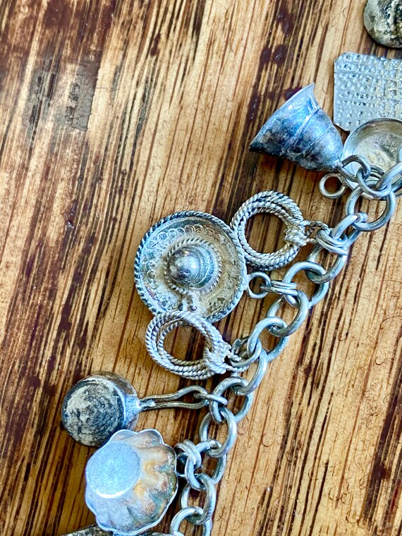 Sterling Silver Taxco Charm Bracelet / Vintage Ch… - image 4