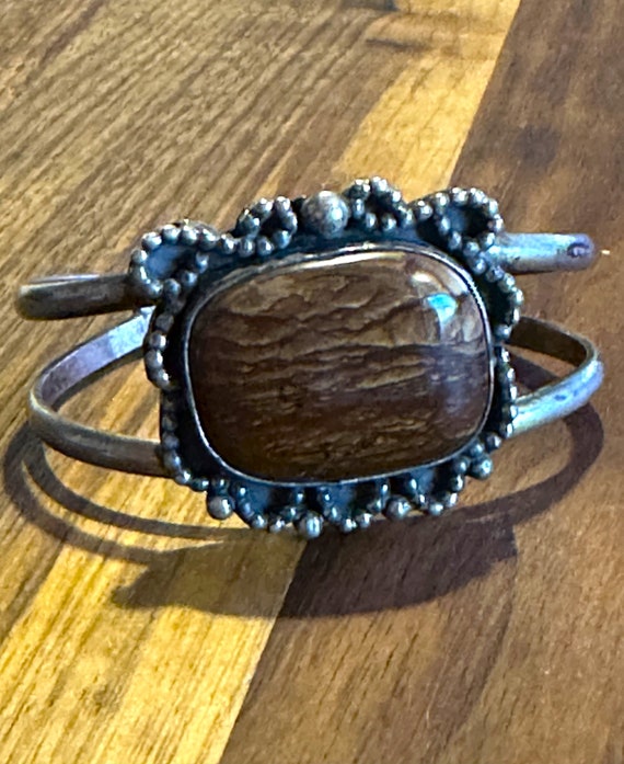 Native American Navajo Sterling Biggs Jasper Cuff 