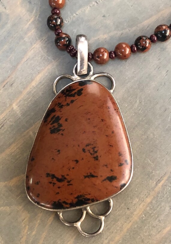 Vintage Sterling Red Jasper Necklace / Red Jasper… - image 2