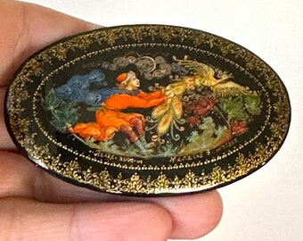 Vintage Russian Hand-painted Brooch / Rare Russian Brooch / Numbered hand painted brooch / Vintage Brooch / Vintage Jewelry / Russian Brooch