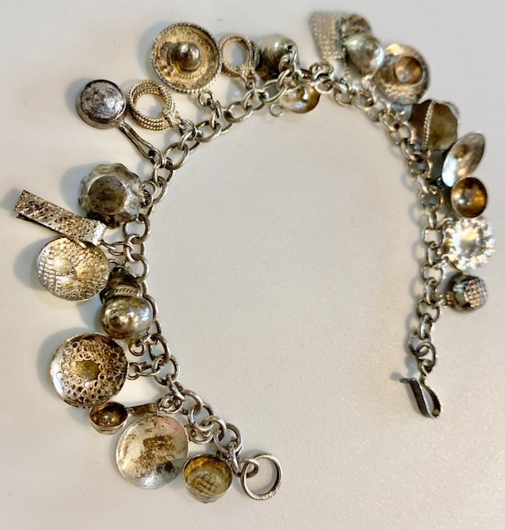 Sterling Silver Taxco Charm Bracelet / Vintage Ch… - image 2