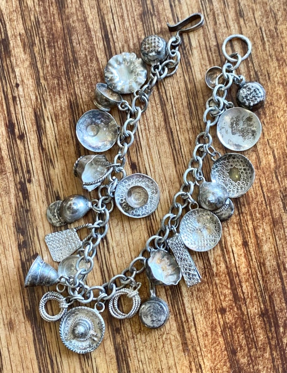Sterling Silver Taxco Charm Bracelet / Vintage Ch… - image 5