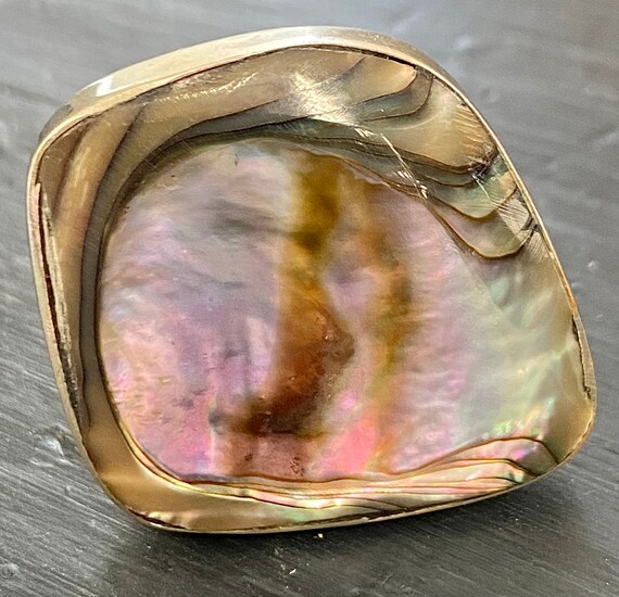 Silver Abalone Adjustable Ring / Silver / Abalone… - image 1