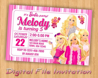 Barbie Invitation Etsy