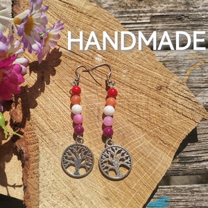 Lesbian Pride Flag Earrings: Tree of Life Dangle Earrings