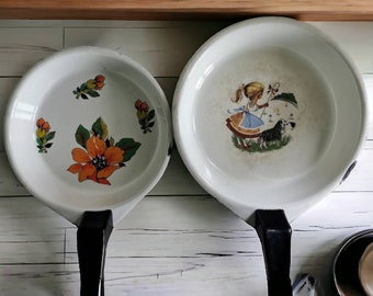 Sartén esmaltada vintage: pequeña sartén antisalpicaduras para fogatas