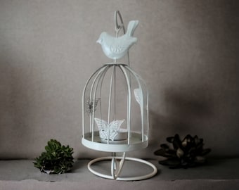 White Lantern for tealight like bird cage, metal candle holder, tealight lantern, Aesthetic candleholder, jar candleholder, lantern candle