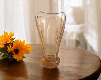 Gerippte Braune Glasvase: Antikes Karamell Glaswaren, Shabby Chic Dekor