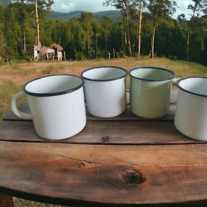 Vintage enamel mug, espresso Mug, enamelware Mug, tin coffee Mug, enamelware cup, camp Cooking, herb planter, soup Mug, Classic coffee mug