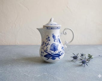 Vintage blau und weiß Porzellan Kaffeekanne Teekanne Barock Stil Blumenmotiv Krug Krug für Limonade Milch infundiert Wasserkaraffe Dekanter