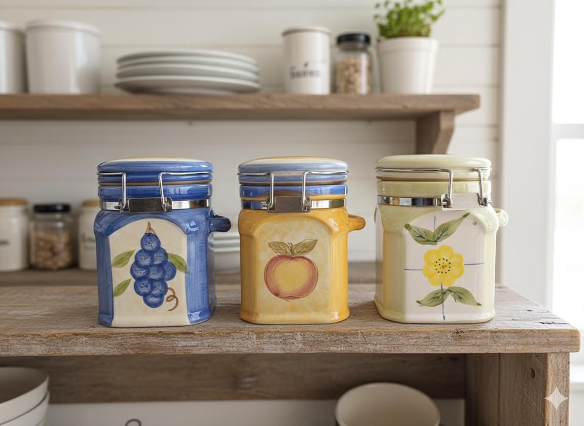 Lot De 3 Boîtes Céramique Légumes Avec Couvercles Bois – Tom Prager Pour Lipper