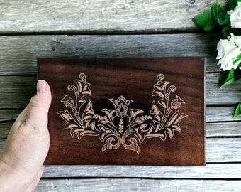 Vintage carved wooden box, wooden box with lid, keep safe box, big wooden box, treasure chest, bookshelf decor, catch all box, hinged lid