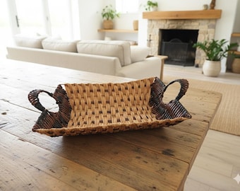 2 PCS CESTINO Intrecciato Portaoggetti Pane Per Il Rattan Frutta Cesto