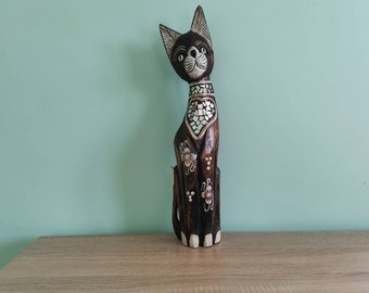 View advantages 3 Vintage Wooden Cats Long Tail Breed