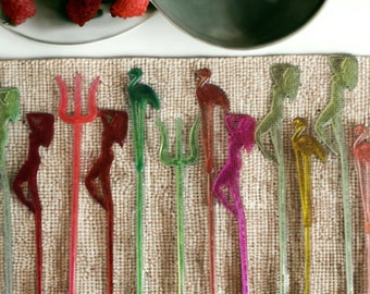 Vintage set of 25 tall cocktail stirrers, cocktail shakers, cocktail stir sticks, cocktail mixers, cocktail stir, mixology, barcart, stirrer