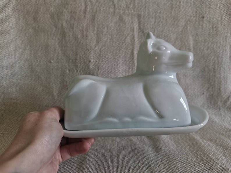 Vintage Porcelain Cow Butter Dish White Covered Butter Dish Etsy