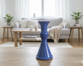 Vintage Purple Ceramic Candle Holder, Mid-Century Modern Taper Candlestick, Handmade Boho chic Home Decor, Minimalist Lavender Mantel Decor