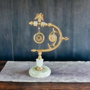 Mechanical alarm clock, onyx and Brass German clock on stand, Retro alarm clock, tabletop clock, mid century clock, elegant alarm clock