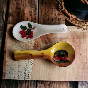 Vintage Ceramic spoon rest, fruit spoon rest, tea bag rest, chopstick rest, Utensil crock, spoon holder, Utensil holder, collectible spoon