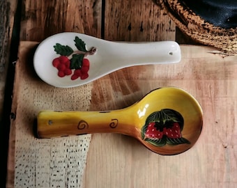 Vintage Ceramic spoon rest, fruit spoon rest, tea bag rest, chopstick rest, Utensil crock, spoon holder, Utensil holder, collectible spoon
