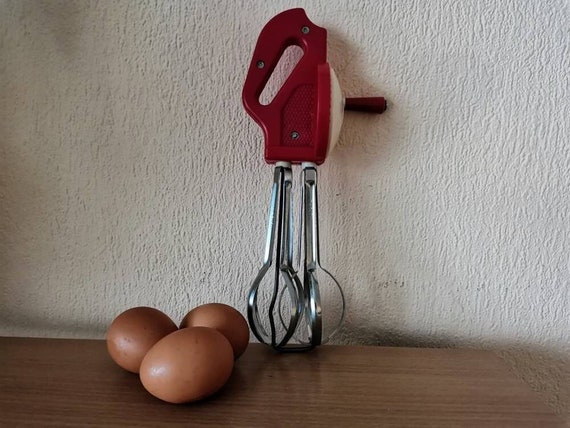 Vintage Hand Mixer / Egg Beater Manual with Wood Handle