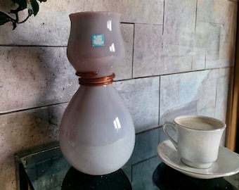 Vintage Mauve Glass Gourd Vase: Mid-Century Hand Blown Glassware