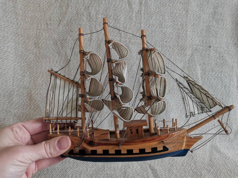 Vintage Wooden Ship Model Decorative Handmade Ship Model Etsy