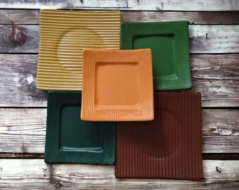 Set of five small colorful ceramic plates, tealight holder set, chopstick rest set, Rustic Pottery plate, small Pottery plate, Teabag rest