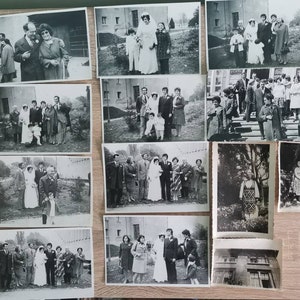 Vintage European Black and White Photo Lot: Wedding Photography Collage