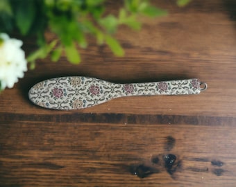 Vintage Clothes Brush: Floral Tapestry Back, Wooden Handle