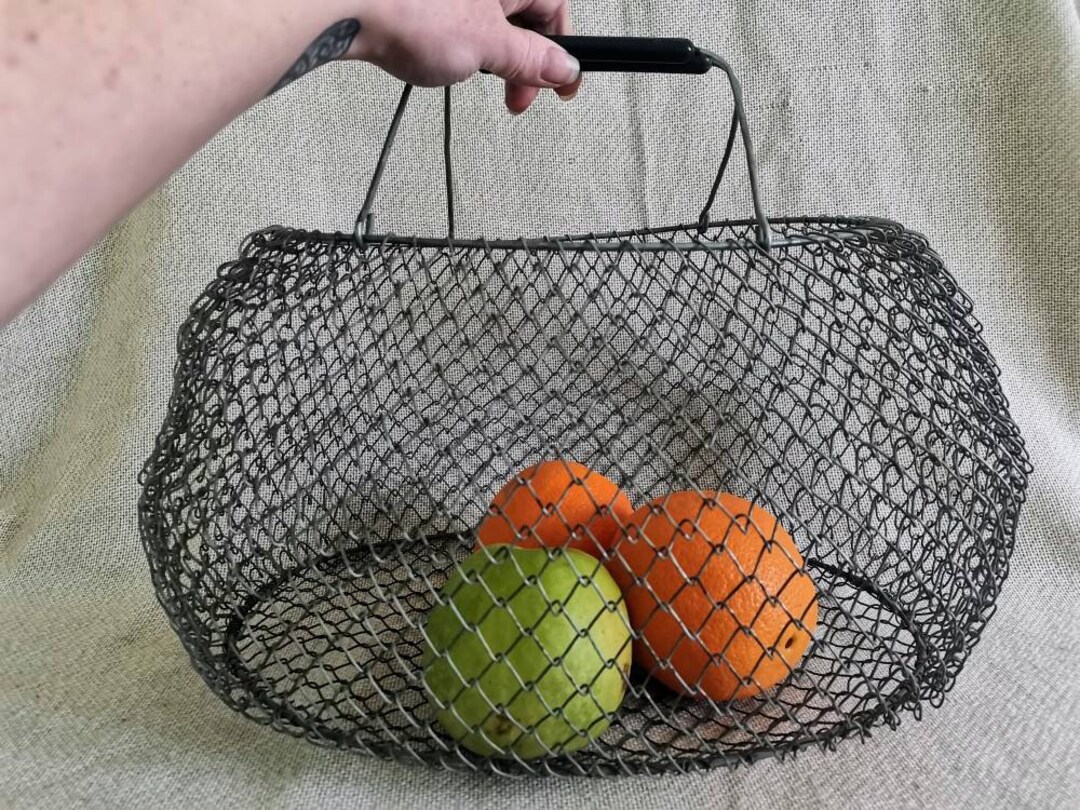 Collapsable Wire Basket With Handle Wire Basket Fish Basket Etsy