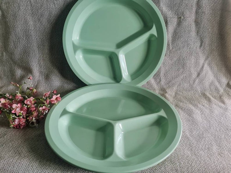 Vintage Melamine Divided Dinner Plate Dallas Ware Mint Tree Etsy