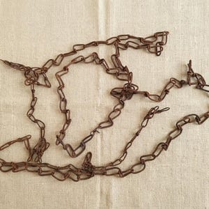 Vintage extra Long rusty chain, Hand forged chain, Wrought iron chain, steampunk decor, Blacksmith, rusty garden decor artistic installation
