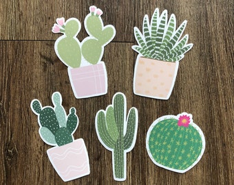 Cactus Sticker Set | Plant Die Cut Stickers | Succulent Decals for Hydroflask | Vinyl Houseplant Stickers | Scrapbook Stickers