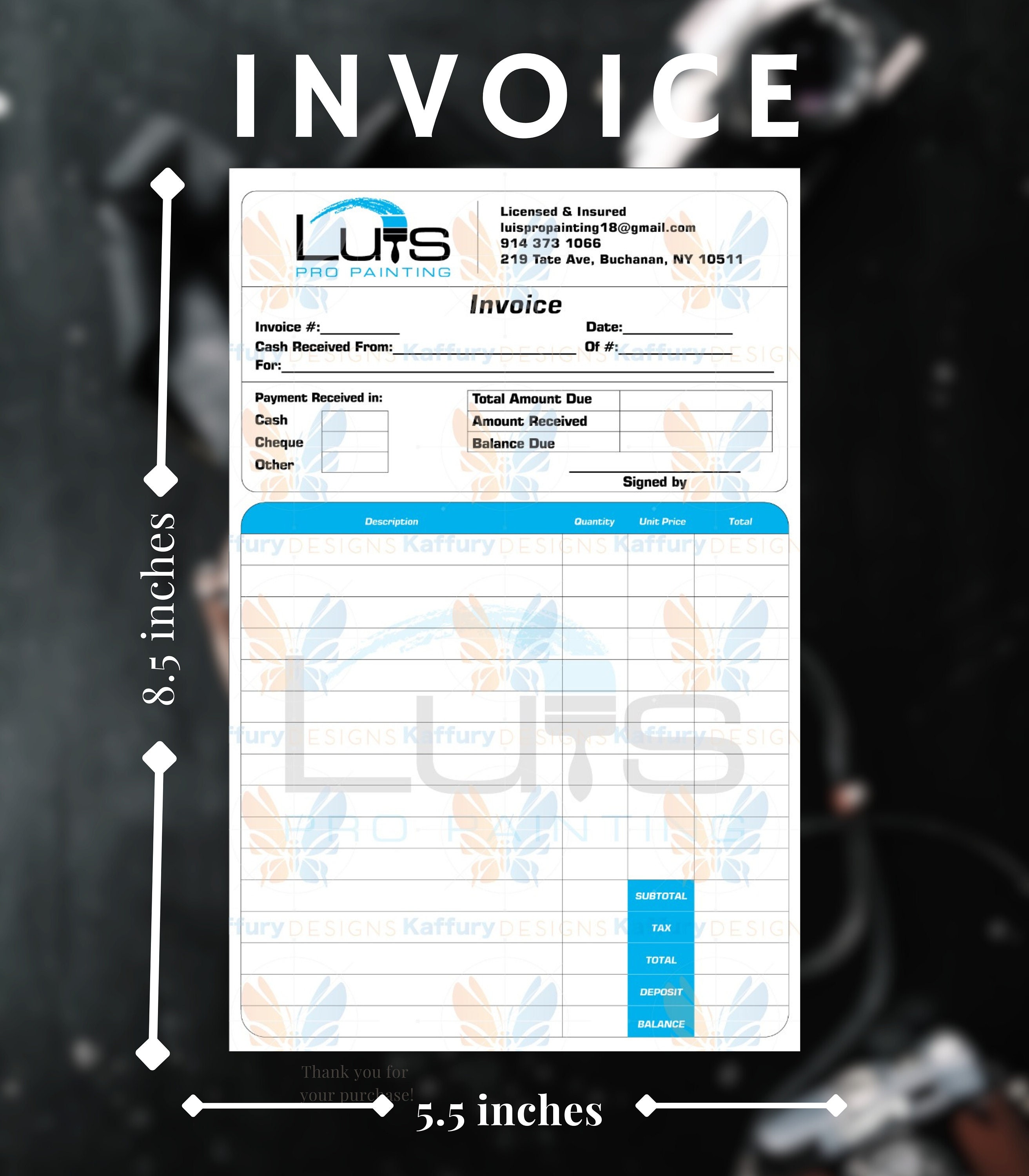 Custom Invoice/book 2-part Form 8.5 X 5.5 Inches / 8.5 X 11 - Company ...