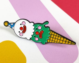 Seconds Sale. Happy/Sad Ice Cream Hard Enamel Pin | Ice Cream | Foodie | Summer Treat | Tasty | kawaii black nickel pin | Clowncore