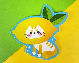 Sour Puss Glossy Sticker | Cat | Cat lovers | Lemon | Funny | Foodie | Kawaii | Cute | Catcore | Kawaiicore
