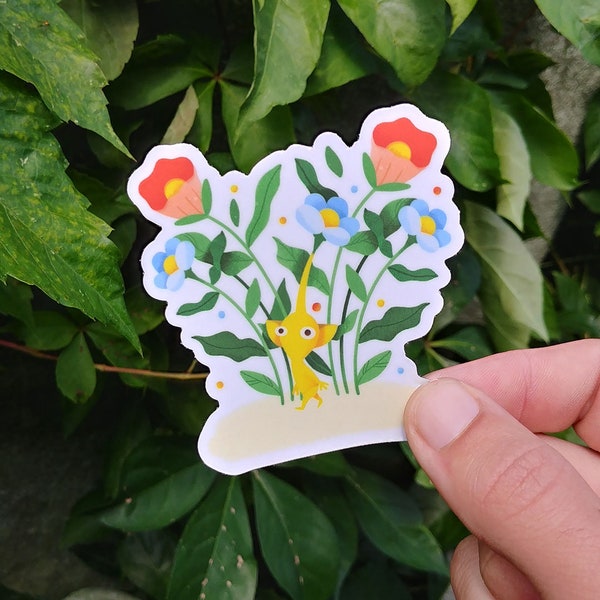 Yellow Red and Blue Character Sticker | Nostalgic | Videogame | Gift for Gamers | Plant Characters | Videogame stickers | Gaming Accessory