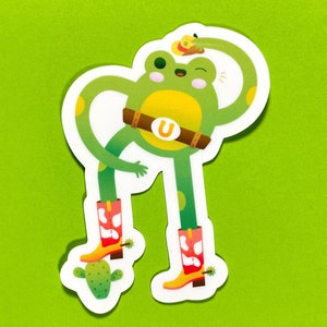 Cowboy Frog Sticker | Frog lovers | Matte Vinyl Sticker | Wild West | Desert Frogs | Amphibian Sticker | Kawaii Frog | Gift for Frog Lovers