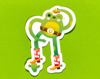 Cowboy Frog Sticker | Frog lovers | Matte Vinyl Sticker | Wild West | Desert Frogs | Amphibian Sticker | Kawaii Frog | Gift for Frog Lovers