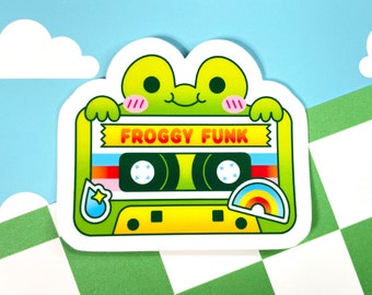 Froggy Funk Casette Sticker | Matte Vinyl | Frog Lover | Froggy Fan | Music | Frog core | Frog Gift | Cottage core | Cute | Amphibian