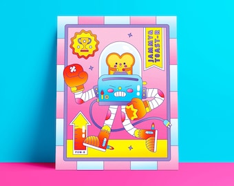 Breakfast Brawler Art Print | Gift for Foodies | Kawaii Food | Wall print | Studio Print | Anime print | Kawaii cartoon | Art decor