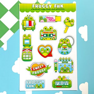 Froggy Fan Sticker Sheet Frog Lover Frog Gift Frog Core Cottage froggy-fan-sticker-sheet-frog-lover-frog-gift-frog-core-cottage