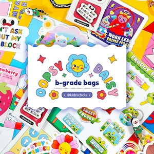 Oopsy Daisy B-Grade Mystery Bag | Blind bag | Kawaii art | Stickers | Grab bag | Surprise | Sticker Mystery Bag | Pins | Laptop Stickers