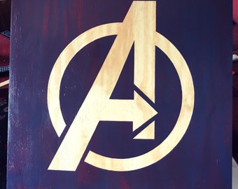 Avengers - Grabado de madera hecho a mano