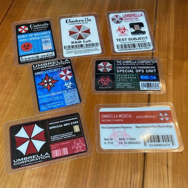 Resident Evil Umbrella Corporation Inspired ID Badge. Your Choice of Costume Cosplay Prop