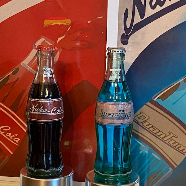 Fallout Nuka & Quantum Cola Inspired Bottle Prop from Video Game Set Bundle Two Bottles 6.5oz