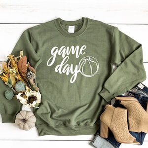 Game Day Basketball Sweatshirt Graphic Tee Sports Mom Unisex Fit Basketball Sweatshirt Basketball Mom Life Game Day Sweatshirt image 1