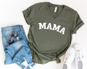 Mama Shirt, NEW MOM GIFT, Cute Mothers Day Gift, Gift for Mom, Bella Canvas ™ Shirts, Womens V-neck Tshirt, Mom Shirts, Mothers Day Shirts